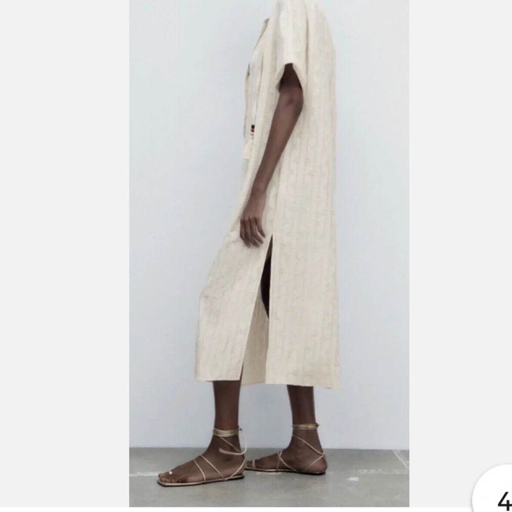 Zara Cream Buttoned Midi Sundress